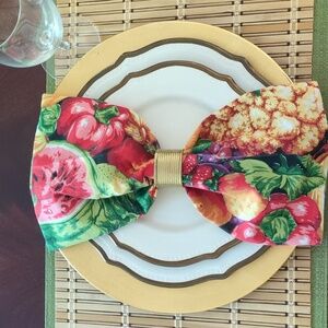 Vintage Fruit And Vegetables Napkins Set Of 6